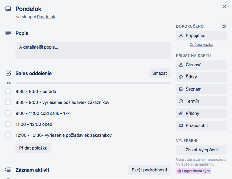 trello denný plán